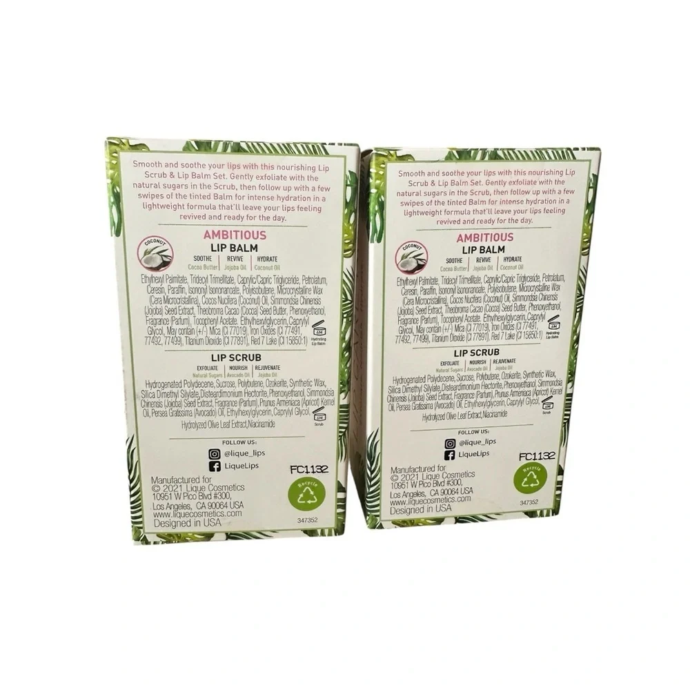 Lique Lip Care Kit Lip Balm & Lip Scrub Set Hydrating Exfoliating Duo